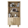 An image of the Camden Display Cabinet, a tall wooden cabinet with open shelves in the upper section stacked with books and ornaments, and double-door cupboard storage in the lower section.