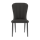 An image of a black dining chair with a padded, sectioned back rest.