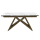 An image of the Minerva Extending Dining Table with a white ceramic and glass top, and brown base.